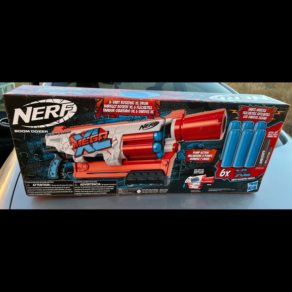 NERF Mega XL Boom Dozer Blaster, Largest Darts Ever, 6-Dart Rotating NIB - Picture 2 of 4